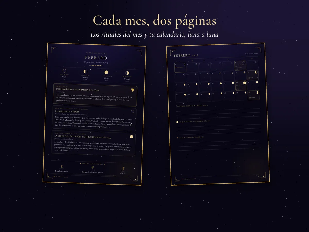 Las dos páginas de un mes en la edición del hemisferio sur.